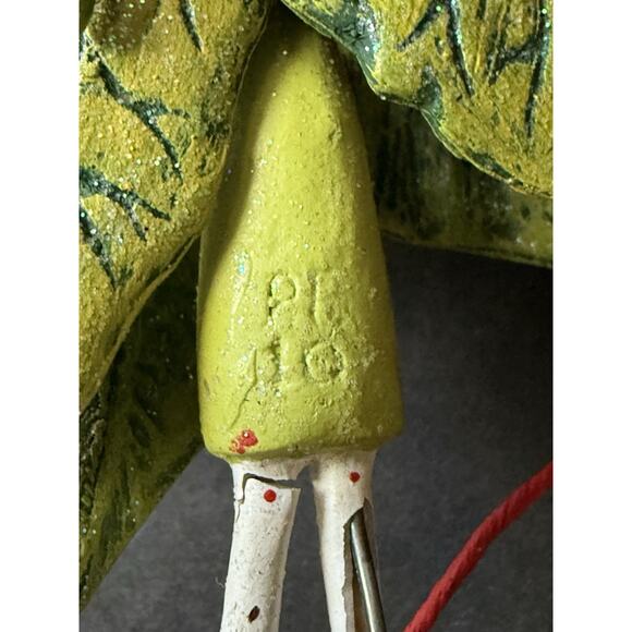 Patience Brewster Poinsettia Girl Krinkles Christmas Ornament Hand Painted 6.5” - Picture 8 of 8